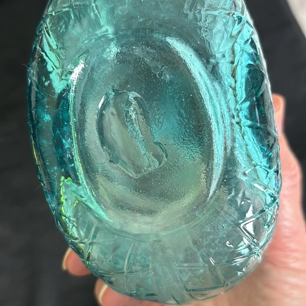 Patterned pinched blown glass decorative decanter vase